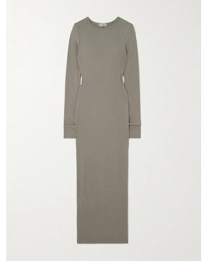 ÉTERNE Long Sleeved Crew Neck Ribbed Stretch-jersey Maxi Dress - Grey
