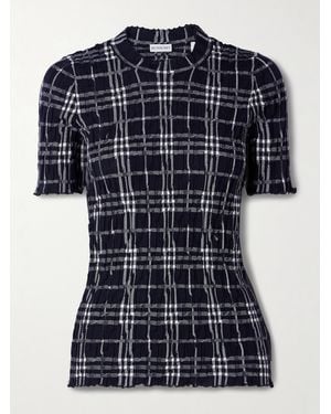 Burberry Oberteil Aus Einer Strukturierten Wollmischung Mit Karomuster - Blau