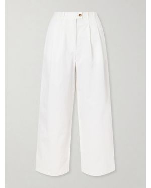 Doen Lisa Pleated Cotton-Twill Wide-Leg Trousers - White