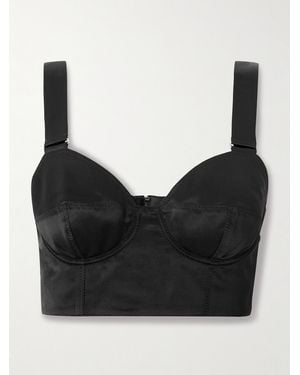 Erdem Silk-Satin Bustier Top - Black