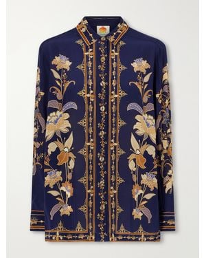 FARM Rio Liz Printed Crepe De Chine Shirt - Blue