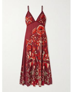 Johanna Ortiz Sendero De Astromelias Floral-Print Stretch-Jersey Maxi Dress - Red