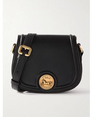 Chloé Horse Medal Kleine Schultertasche Aus Strukturiertem Leder - Schwarz