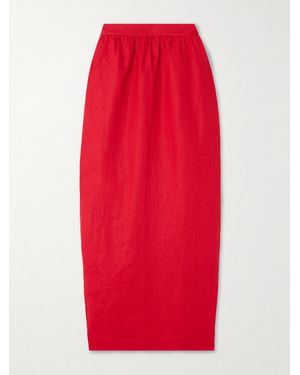 Posse Bonnie Gathered Linen Midi Skirt