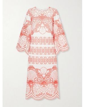 Borgo De Nor Seraphina Broderie Anglaise Cotton-Blend Poplin Midi Dress - Pink