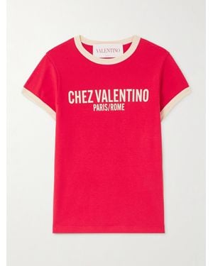 Valentino Garavani Printed Cotton-Jersey T-Shirt - Pink