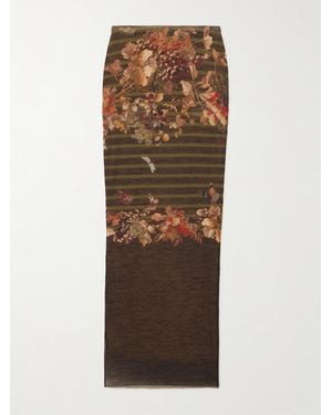 Jean Paul Gaultier Marinière Grape Printed Mesh Skirt - Brown
