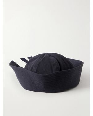 Les Vacances d'Irina Sailor Grosgrain-Trimmed Cotton Sailor Hat - Blue