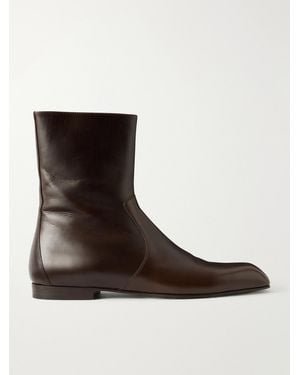 KHAITE Leather Ankle Boots - Brown