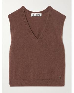 ÉTERNE Lenny Cropped Embellished Cashmere Vest - Brown