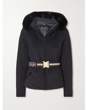 Goldbergh Hida Hooded Belted Faux Fur-Trimmed Down Ski Jacket - Black