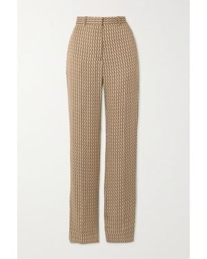 Victoria Beckham Printed Twill Straight-Leg Trousers - Natural