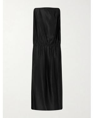 KHAITE Tia Satin-Twill Midi Dress - Black