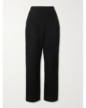 Rohe Suede Straight-Leg Trousers - Black
