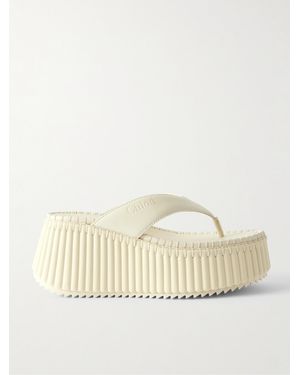Chloé Tongs Plates-Formes En Cuir Nama - Neutre