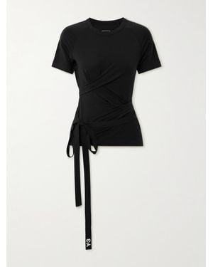 adidas Originals Y-3 T-Shirt Aus Jersey Aus Einer Lyocell-Mischung Mit Streifen Zum Binden - Schwarz