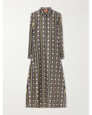 La DoubleJ Chemise Printed Silk-Twill Maxi Dress - Brown