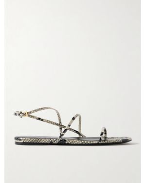 KHAITE Loop Snake-Effect Leather Sandals - Natural