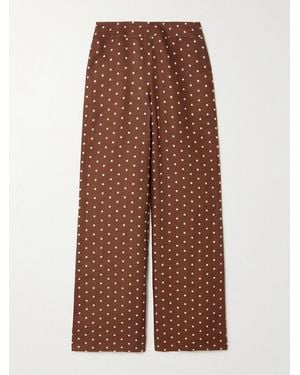 Cara Cara Josephine Polka-Dot Linen Wide-Leg Trousers - Brown