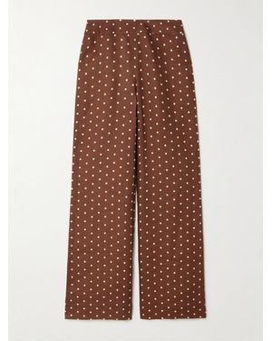 Cara Cara Josephine Polka-Dot Linen Wide-Leg Pants - Brown