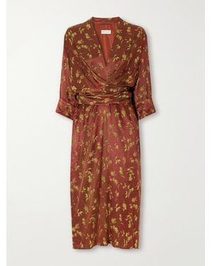 Dries Van Noten Floral-Jacquard Satin Midi Dress - Metallic