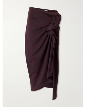 Dries Van Noten Draped Cotton-Jersey Midi Skirt - Purple