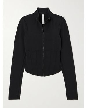 Alo Yoga Airbrush Ribbed Stretch-Jersey Corset Jacket - Black