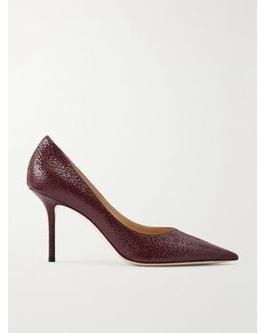 Jimmy Choo Love 65 Crackled-Leather Court Shoes - Brown