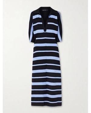 Proenza Schouler Solana Striped Wool And Silk-Blend Midi Dress - Blue