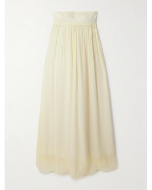 Posse Solene Trägerloses Maxikleid Aus Twill Und Chiffon Mit Raffungen - Natur