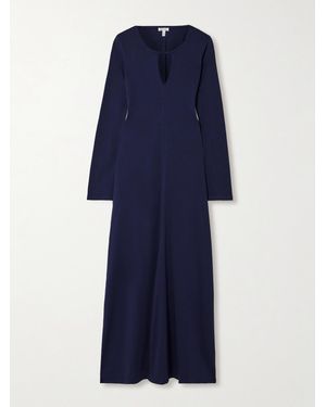 Skin Net Sustain Collina Cutout Ruched Organic Pima Cotton-Jersey Maxi Dress - Blue