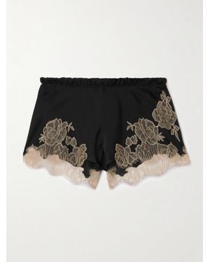 Carine Gilson Panty Aus Seidensatin Mit Spitzenbesätzen - Schwarz