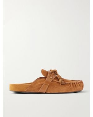 Isabel Marant Malvin Leather-Trimmed Suede Mules - Brown