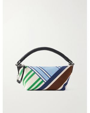 Loewe Cala Bayadere Leather-Trimmed Paneled Striped Canvas Shoulder Bag - Blue