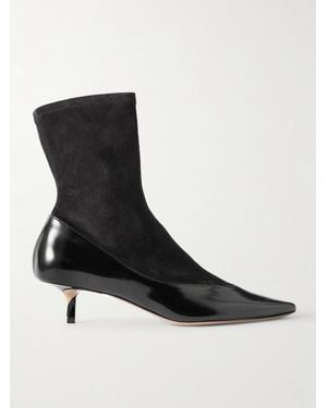 Jacquemus The Tourni Ankle Boots Aus Veloursleder Und Glanzleder - Schwarz