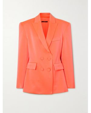 Alex Perry Wells Double-Breasted Satin-Crepe Blazer - Orange