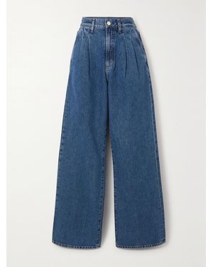 Goldsign The Edgar Pleated High-Rise Wide-Leg Jeans - Blue