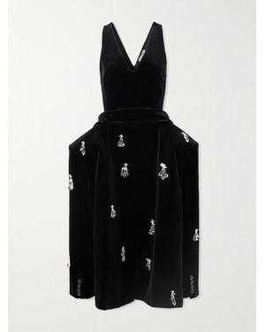 JW Anderson Embellished Padded Cotton-Velvet Midi Dress - Black