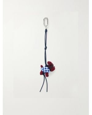 Loewe Cosima Von Bonin Bulldog Bead-Embellished Leather-Trimmed Crochet-Knit Bag Charm - White