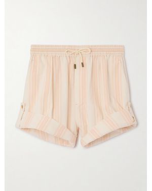 Chloé Striped Cotton-Poplin Shorts - Natural