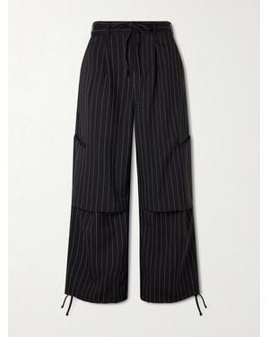 adidas Originals Y-3 Hose Mit Weitem Bein Aus Recyceltem Webstoff Mit Nadelstreifen - Schwarz