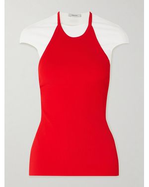 Ferragamo Two-Tone Layered Ribbed Jersey Tank And T-Shirt Set