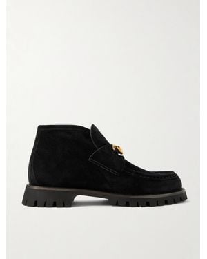 Gucci Sylke Horsebit-Detailed Suede Ankle Boots - Black