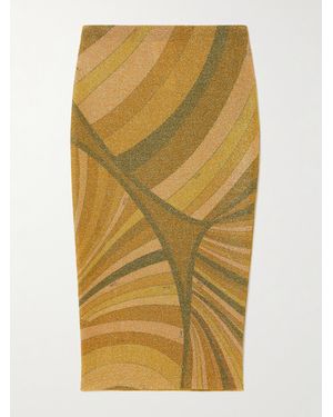 PUCCI Printed Metallic Jersey Midi Skirt - Yellow