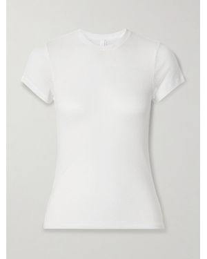 Skims Sheer Cotton T-Shirt – Snow – T-Shirt Aus Stretch-Jersey - Weiß