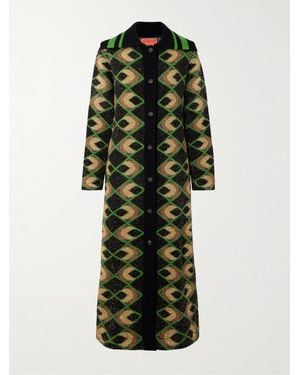 La DoubleJ Metallic Jacquard-Knit Coat - Green