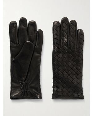 Bottega Veneta Intrecciato Leather Gloves - Black