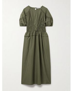 Cecilie Bahnsen Robe Midi En Tissu Technique Recyclé À Smocks Betsy - Vert