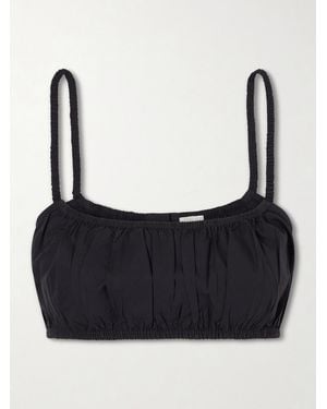 Suzie Kondi Bea Shirred Cotton-Poplin Bandeau Tank - Black