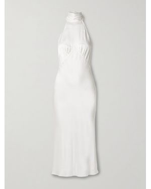 Olivia Von Halle Greta Silk-Charmeuse Halterneck Midi Dress - White